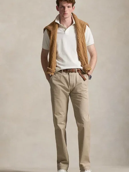 Polo Ralph Lauren koszulka polo Mężczyźni biały jednolity S beżowa