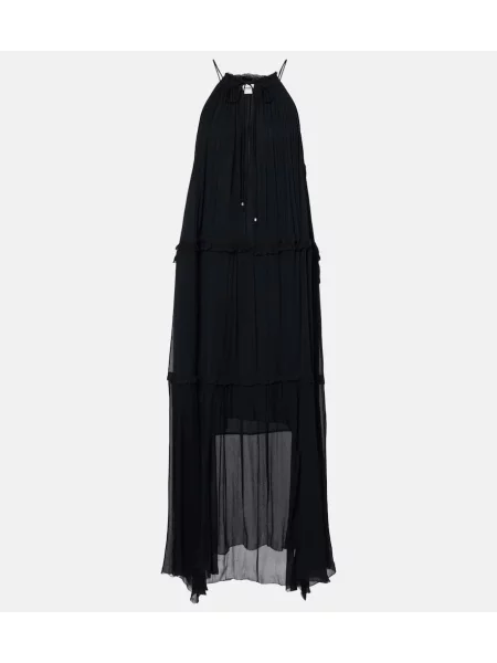 Sukienka midi Marant Etoile szyfonowa do kolan garniturowa czarna