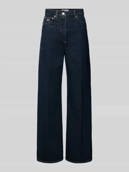 Jeansy o kroju wide fit z detal z logo Lacoste granatowe