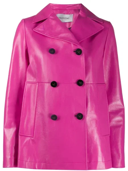 Кожено яке Valentino Garavani розово
