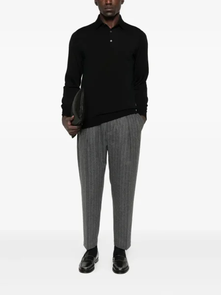 Lung tricou polo Lardini de lână negru