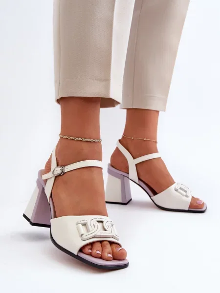 Елегантни сандали S. Barski с висок ток бяло