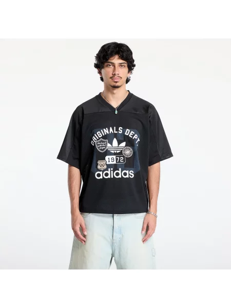 Тениска Adidas Originals с принт от джърси черно