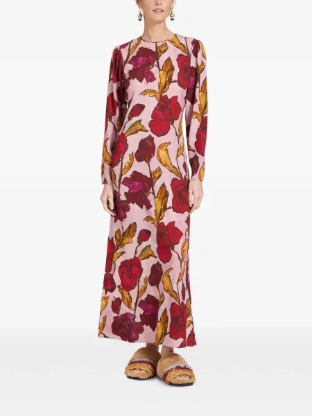 Rochie maxi La Doublej cu model floral lungă de costum roz
