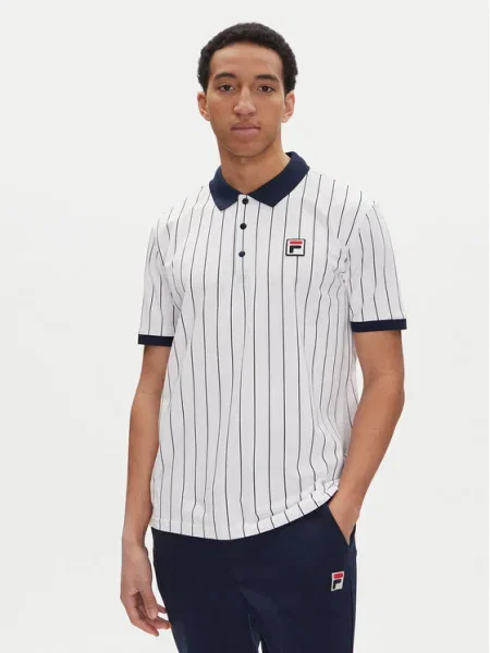 Тениска с яка Fila Linter с десен бяло