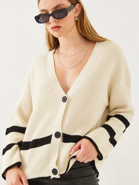 Bianco Lucci Geacă tricotată ecru negru