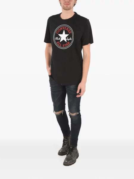 Top Converse cu platformă din canvas cu imagine alb