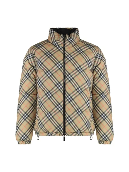 Kurtka puchowa Burberry w kratę dwustronna beżowa