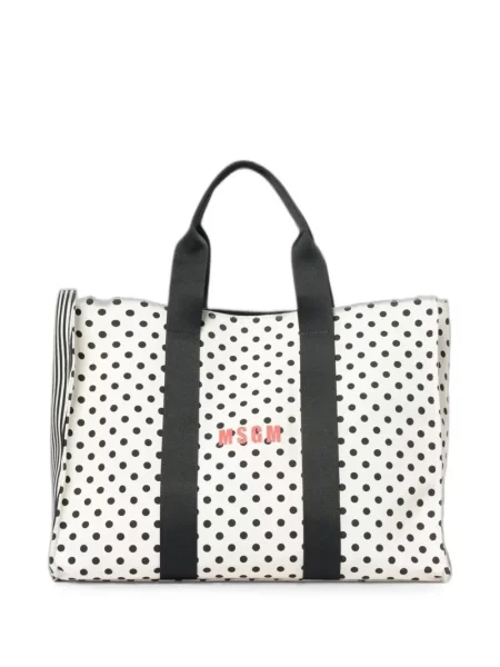 Πουά τσάντα shopper Msgm λευκό