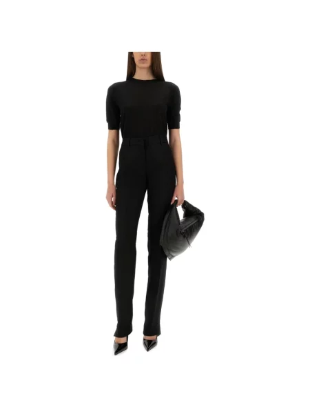 Lniane spodnie Sportmax czarne
