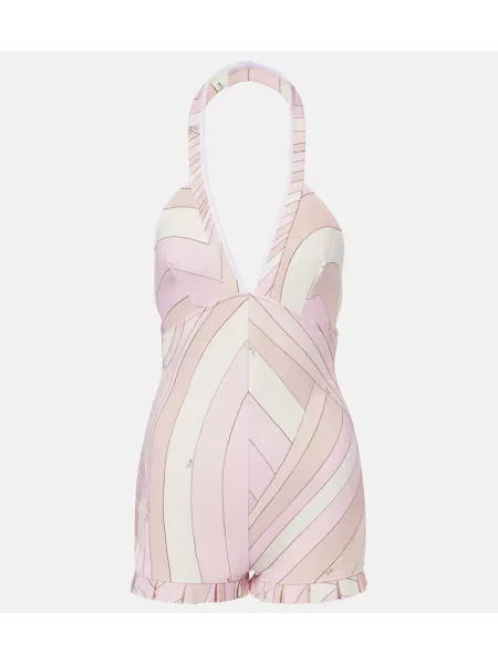 Salopetă scurtă Pucci din satin roz