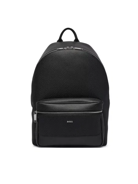 BOSS nahrbtnik usnjen Northon_M_Backpack črna