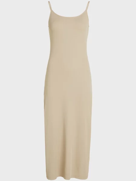 Костюмна джинсова сукня Calvin Klein Jeans з ремінцями бежева