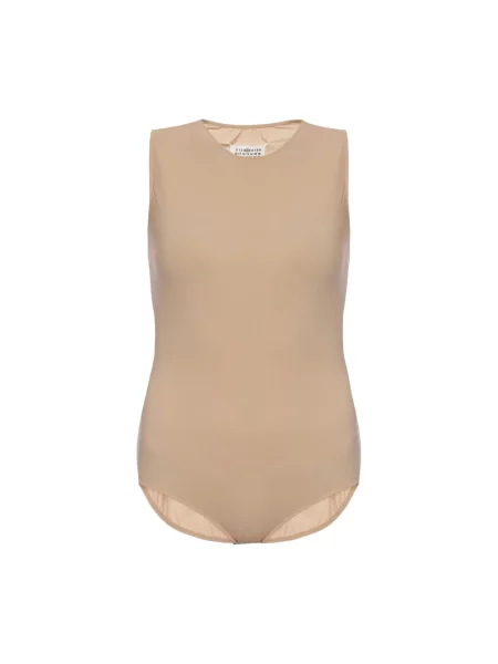 Pstryknąć koszulka Maison Margiela bez rękawów elegancka beżowa
