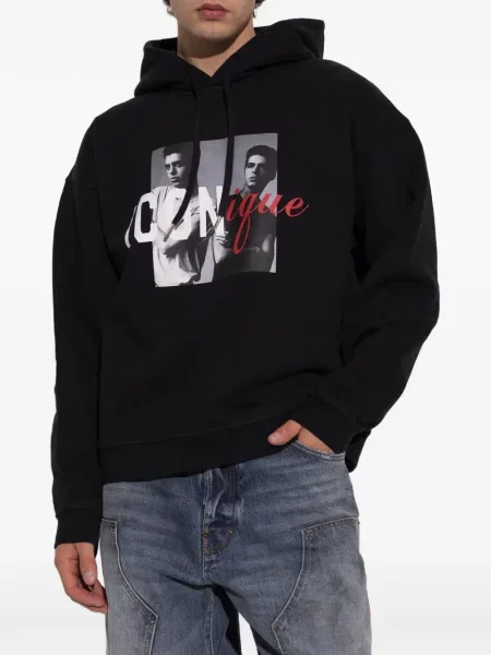 Hanorac cu glugă Dsquared2 cu imagine negru