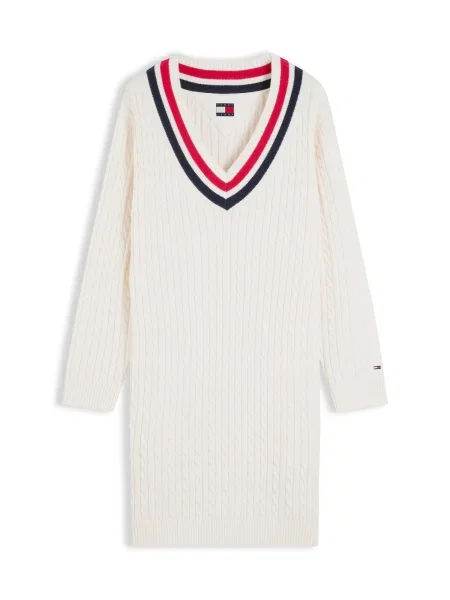 Tommy Jeans Rochie tricotat bleumarin / roșu alb