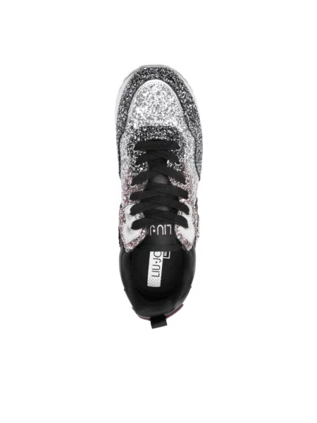 Liu Jo Sneakersy Maxi Wonder Glitter 01 Srebrny szare