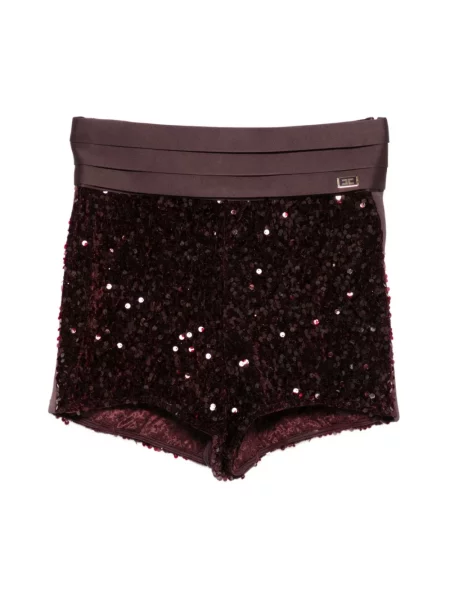 Bermudy Elisabetta Franchi eleganckie z cekinami brązowe