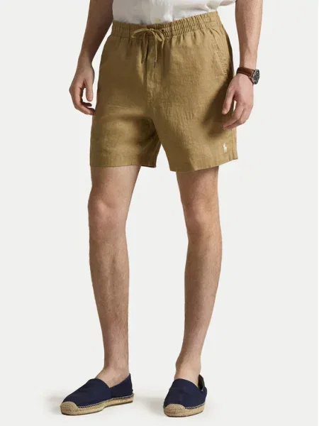 Polo Ralph Lauren Kratke hlače iz tkanine bež