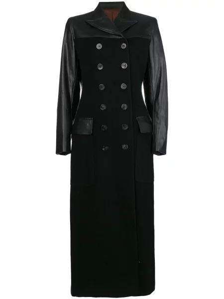 Kožený dlouhý kabát Jean Paul Gaultier Pre-owned černý