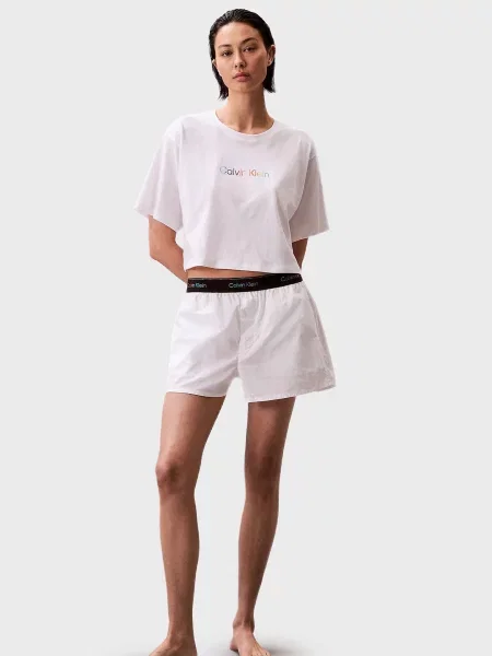 Пижама Calvin Klein из поплина с автографом белая