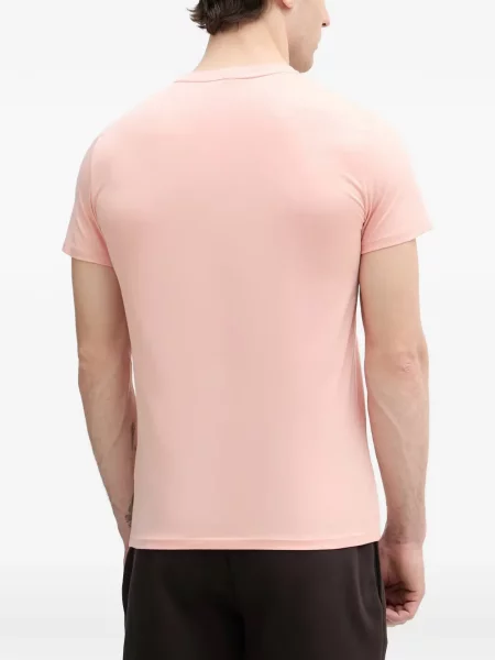 Tricou Lacoste cu decolteu în V cu autograf roz