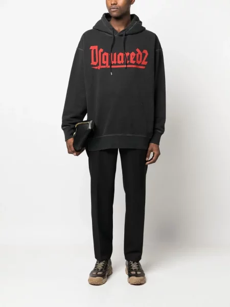 Raštuotas džemperis Dsquared2 apvaliu kaklu pilka