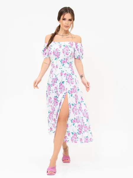 ISSA Plus Сукня максі Без підкладки білий