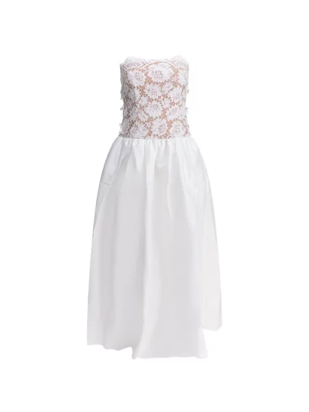 Sukienka midi Self-portrait koronkowa biała