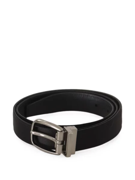 Curea Dolce & Gabbana din piele cu cataramă cu autograf negru