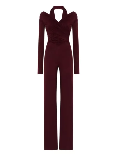 Kombinezon The Andamane drapowany z dekoltem halter czerwony