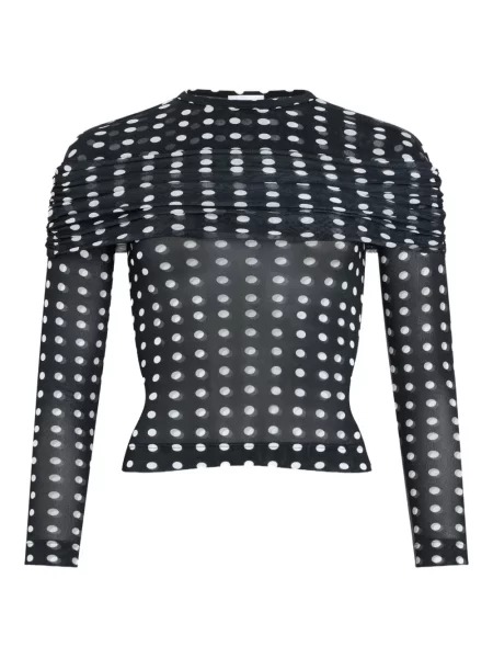 Top Patou cu buline cu volane negru