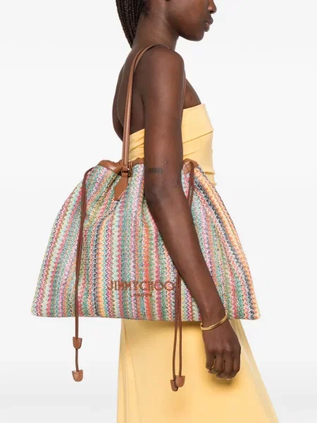 Geantă shopper Jimmy Choo cu cordon maro