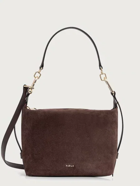 Furla geantă crossbody pentru femei din piele Tonie Mini Hobo maro
