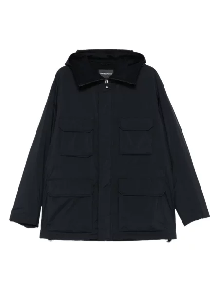 Płaszcz Emporio Armani z kapturem niebieski