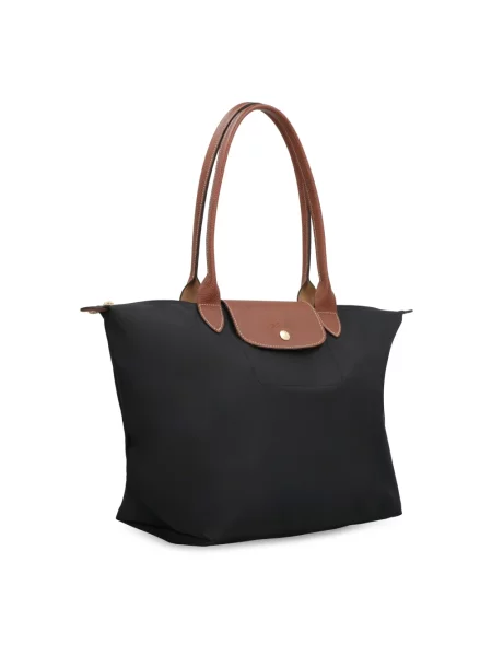 Duża torebka skórzana Longchamp skórzana elegancka czarna