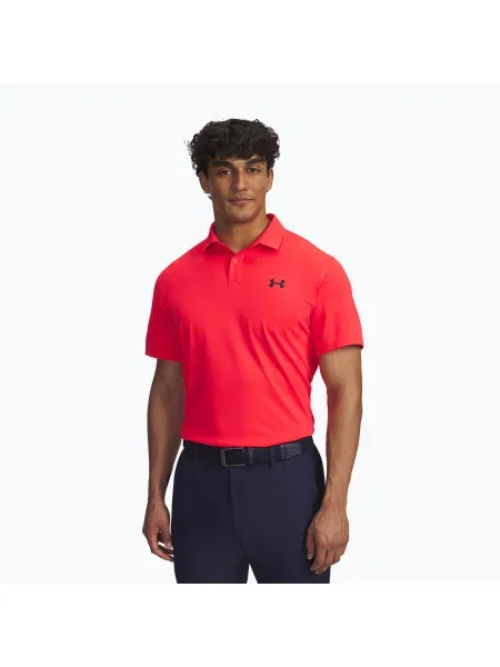 Tricou polo pentru bărbați Under Armour Tee To Green Pique Polo racer red/black negru