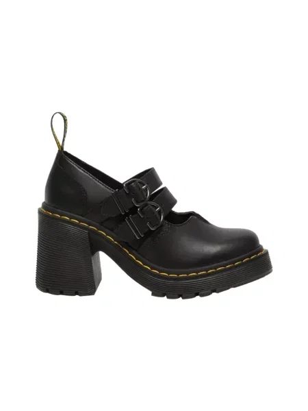 Czółenka Dr. Martens skórzana na wysokim obcasie retro czarna