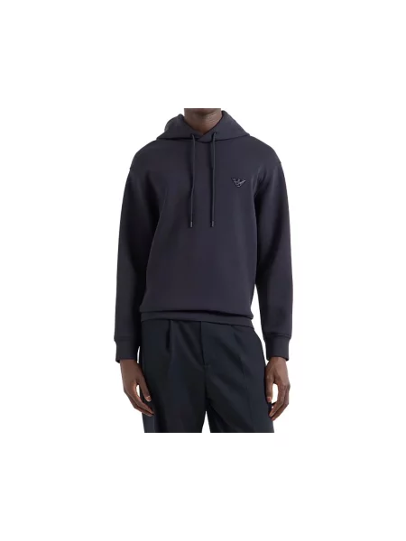 Bluza z kapturem Emporio Armani z kapturem z dżerseju niebieska