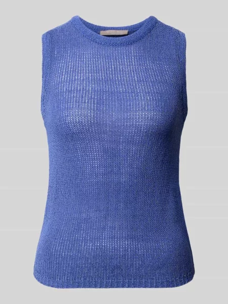 Dzianinowy top Christian Berg Woman Selection z okrągłym dekoltem niebieski