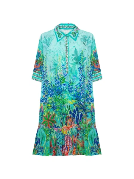 Rochie midi Saraco cu model floral cu imagine albastru