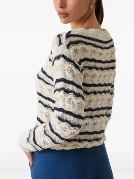 Pulover Guess cu dungi tricotate albastru