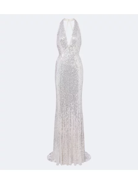 Šaty Jenny Packham s výstřihem halter bílé
