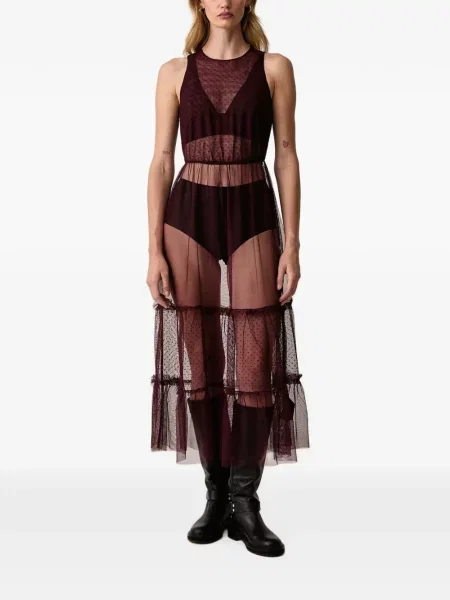 Rochie midi Allsaints cu volane roșu
