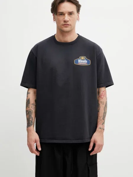 Rhude Koszulki Mężczyzna L Racing Crest Tee czarny