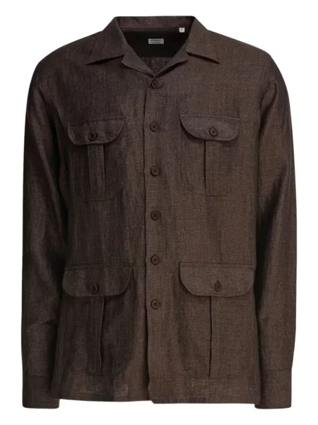 Lněná košile Borriello Napoli hnědá