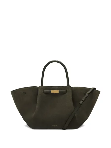 Geantă Demellier din piele de căprioară verde