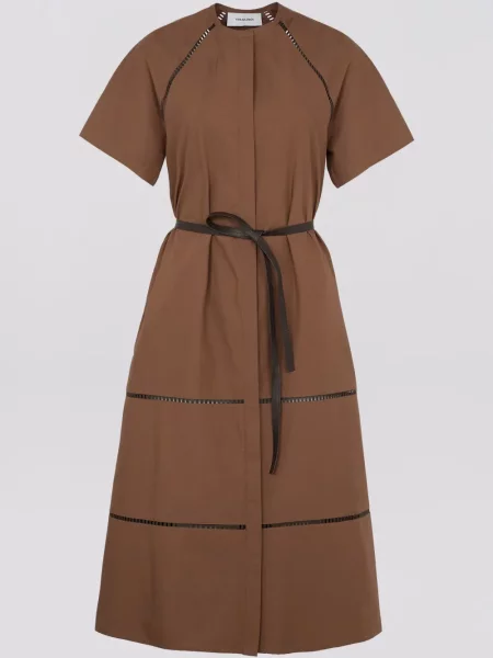 Rochie midi Yves Salomon până la genunchi de costum maro