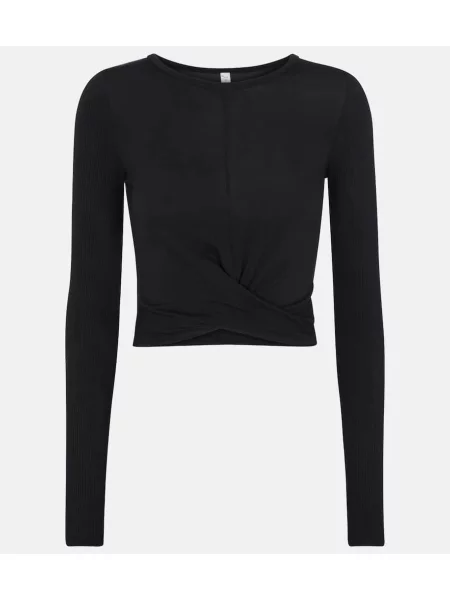 Dzianinowy top Alo Yoga o krotszym kroju czarny