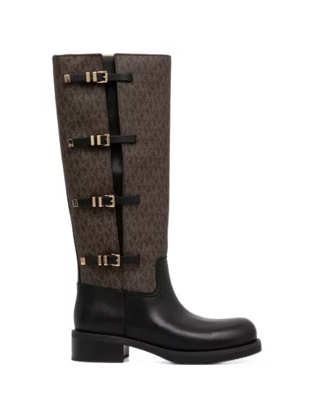 Fustă din piele Michael Michael Kors cu model paisley cu autograf negru